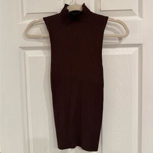 Aritzia Dark Brown Sleeveless Ribbed Top
